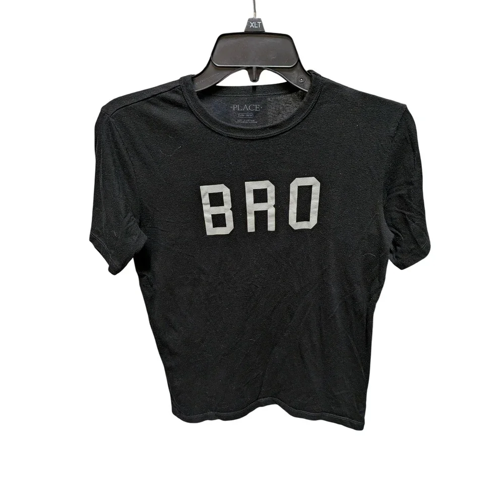 The Childrens Place Boys Black BRO Graphic T-Shirt Short Sleeve Size L 10-12
